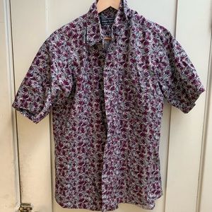 Flower print (Red on White) short sleeve shirt